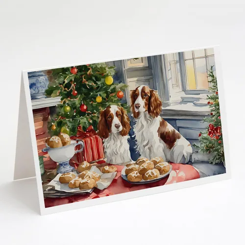 Miniatura 120 de Caroline's Treasures DAC3884GCA7P Paquete de 8 tarjetas en blanco de Navidad con galletas de husky siberiano Tarjetas de felicitación con sobres