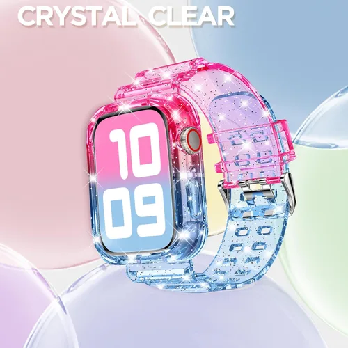 Miniatura 4 de DABAOZA - Correa compatible con Apple Watch de 49 mm, 46 mm, 45 mm, 44 mm, 42 mm, 41 mm, 40 mm, 38 mm, con protector, correa de TPU brillante