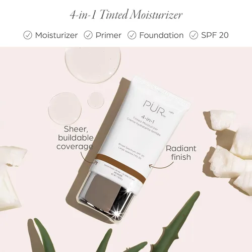 Miniatura 2 de PÜR MINERALS 4-in-1 Tinted Moisturizer With SPF 20 - Hydrating Face Moisturizer, Primer, & Foundation With Shea Butter, Aloe Vera & Vitamin B3