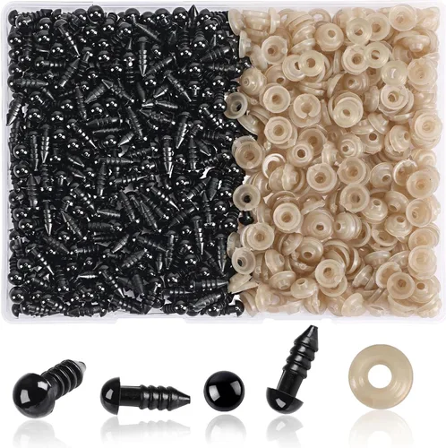 UPINS - 600 piezas de ojos de seguridad de 6 mm con arandelas, ojos de plástico negros para amigurumi, ojos de ganchillo para manualidades DIY,