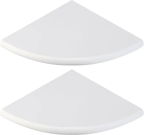 Chunful 2 estantes esquineros de mármol blanco para baño, de 9 x 9 pulgadas, montaje en pared en ambos lados, estantes esquineros de mármol pulido,