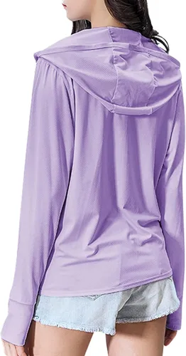 Miniatura 3 de American Trends Sudadera ligera con capucha para mujer con protección solar UPF 50+ y cremallera