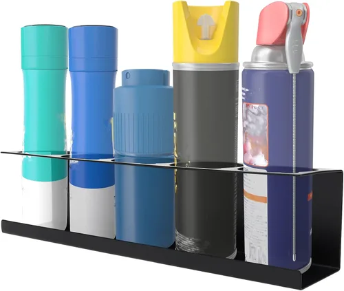 Miniatura 6 de RealPlus Soporte para latas de aerosol en aerosol, soporte para botellas de 5 latas, de acero resistente, montado en la pared, para garaje y espacio