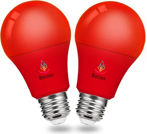 Bombilla roja, 9 W (equivalente a 60 W), bombilla LED roja con base E26, decoración de fiestas, porche, iluminación del hogar, iluminación navideña,