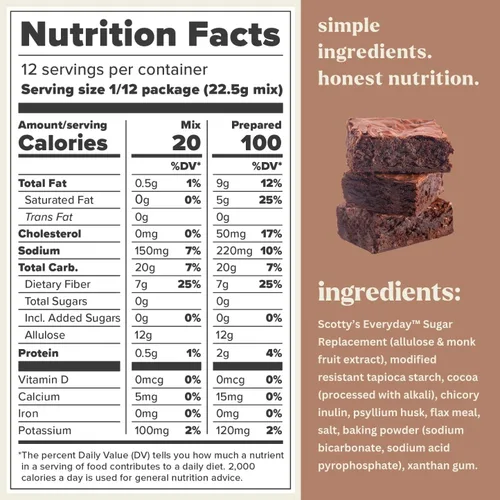 Miniatura 2 de Scotty's Everyday - Mezcla para brownies de chocolate keto - 1g de carbohidratos netos, 0g de azúcar añadido, sin gluten, alta en fibra - Sin