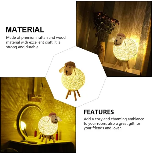 Miniatura 9 de JOEBO Lámpara de noche de alpaca, lámpara de escritorio, lámpara de lectura, mesa de cama ajustable, luz decorativa de oveja, lámpara de noche
