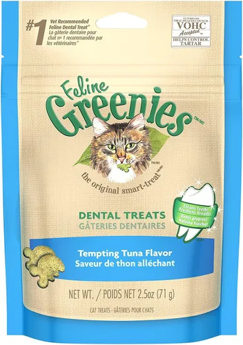 Miniatura 13 de Greenies Golosinas dentales naturales para gatos adultos recomendadas por veterinarios felinos, tentador sabor a atún, tubo de 9.75 oz