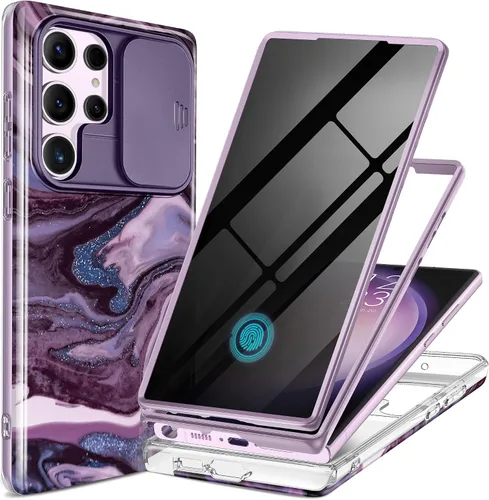 Miniatura 34 de GVIEWIN para Samsung Galaxy S23 Ultra Funda con cubierta deslizante para cámara, [Protector de pantalla incorporado] [2 Marcos frontales] Funda