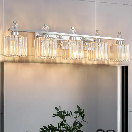 Miniatura 10 de Luces de Tocador de Baño de 3 Luces, Placado Negro, Modernas Luces de Tocador de Cristal para Baño, Luces de Tocador de Cristal para Usar Sobre