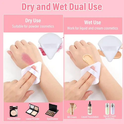 Miniatura 7 de Thrilez 20 piezas Borla de Polvo Triangular, Borlas de Polvo Suelto Borlas de Maquillaje para Polvo Facial, Borla de Polvo Fijador para Maquillaje