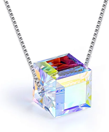 PLATO H Collar de plata de ley S925 con colgante de cristales cúbicos para mujer, sin alergias, regalos únicos de joyería con exquisita caja de