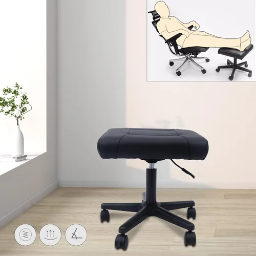 Miniatura 2 de Reposapiés de oficina, reposapiés ajustable de piel de oficina con ruedas, reposapiés de computadora debajo del escritorio en el trabajo, soporte