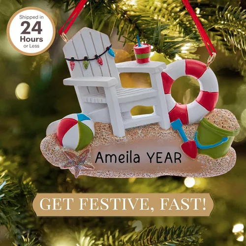 Miniatura 2 de Adorno personalizado para silla de playa 2025 Personalización gratuita las 24 horas Adornos de Navidad de viaje grabados con láser para árbol