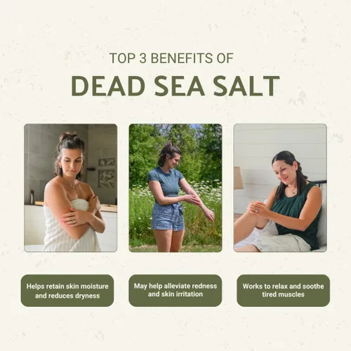 Miniatura 2 de Sal del Mar Muerto (16 onzas) – Directa desde la orilla del mar Muerto – Sal orgánica para exfoliantes corporales, adición a los baños y remojo