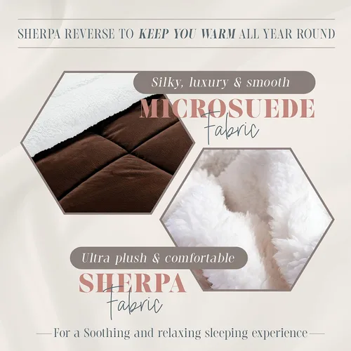 Miniatura 6 de Elegant Comfort Juego de edredón sherpa ultra afelpado de 3 piezas, color sólido y reverso esponjoso, apto para todas las estaciones, peso pesado