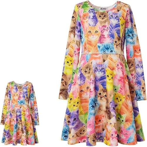 Miniatura 9 de Jxstar Vestidos a juego para niñas y muñecas de manga larga con diseño de unicornio y sirena