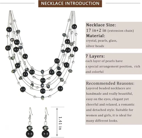 Miniatura 5 de Collares de perlas en capas para mujer, gargantilla de perlas multicapa, joyería bohemia para mujer, regalos para mamá