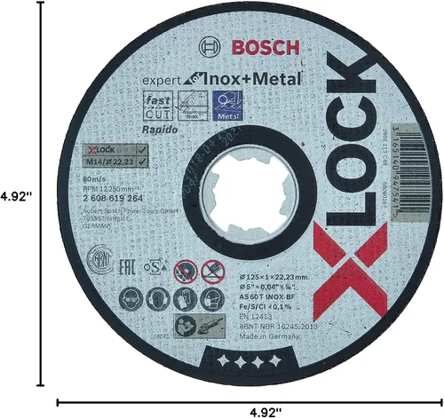 Miniatura 4 de Bosch Professional 2608619264 Disco de corte recto Expert (para INOX y Metal, X-Lock, Ø125 mm, Diámetro de diámetro: 0.875 in, Grosor: 0.039 in)