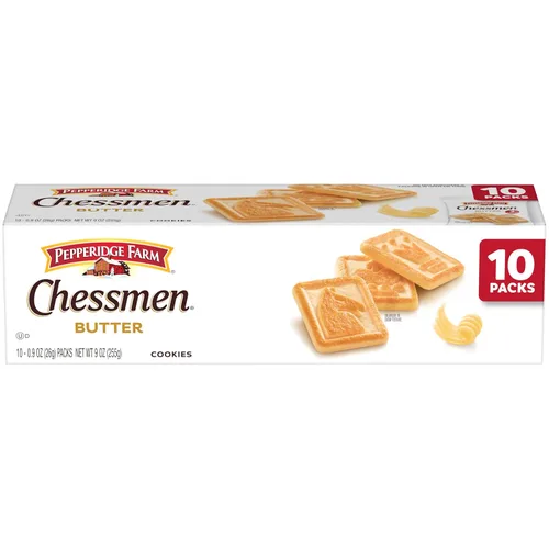 Pepperidge Farm Chessmen - Galletas de mantequilla, paquete de aperitivos de 0.9 onzas, 10 unidades