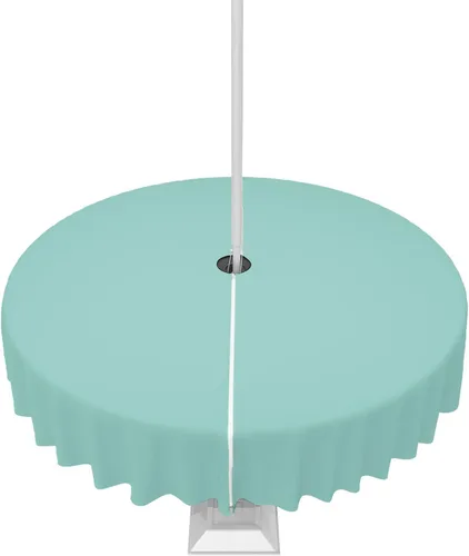 Miniatura 80 de QueenKer Mantel de exterior verde oliva con agujero para sombrilla y cremallera, mantel de color sólido para mesas cuadradas, colección de mesa