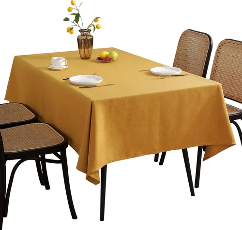 Miniatura 8 de Jeloris Mantel rectangular de lino de algodón, impermeable y a prueba de derrames, estilo nórdico, suave y resistente a las arrugas, mantel de tela