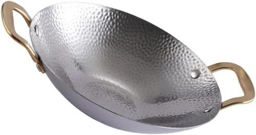 Miniatura 4 de Kichvoe Martillo de acero inoxidable olla seca de doble mango sartén de cocina 10.82 x 8.26 x 2.04 pulgadas, sartén ligera para cocina casera