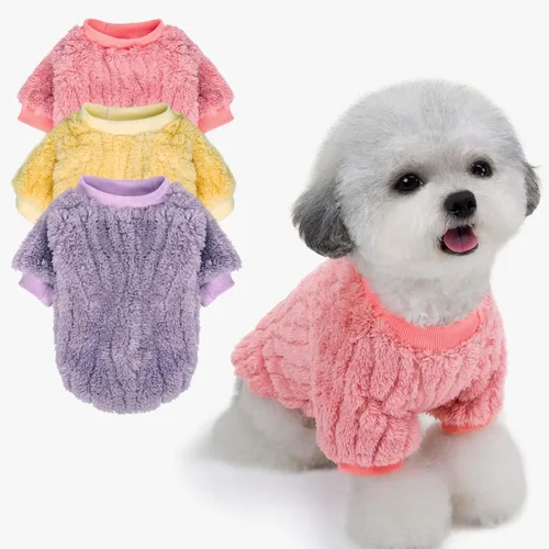 Miniatura 13 de FabriCastle Suéter pequeño para perro, paquete de 3 ropa para perros y gatos, chaquetas suaves y cálidas para perros pequeños, niños y niñas