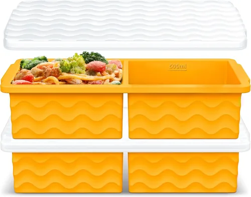 Miniatura 7 de Aopigavi Bandeja de silicona para congelador con tapa, moldes para congelador de sopas de 2 tazas, bandejas grandes para cubitos de hielo