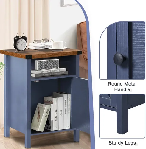 Miniatura 6 de Catrimown - Mesita de noche estilo granja con puerta de granero y estante, mesa auxiliar, mesa de centro rústica para dormitorio, sala de estar