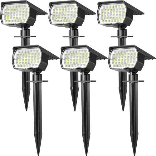 Miniatura 8 de WENATY Focos solares para exteriores, impermeables, IP65, paquete de 2 focos de paisaje con 46 LED, 3 modos de encendido y apagado automático, luces
