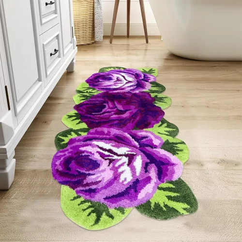 Miniatura 16 de USTIDE Bonita alfombra de baño de rosas para baño, alfombra de baño naranja de lujo, antideslizante, con forma de flor, alfombra de ducha de felpa