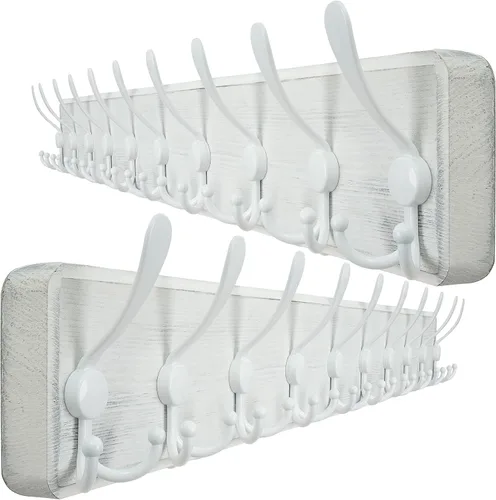 Miniatura 8 de WEBI Perchero de pared, ganchos para abrigos de pared rústicos, 16" de orificio a orificio, gancho grande para colgar en la pared, perchero