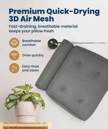 Miniatura 4 de Everlasting Comfort Almohadas de baño de lujo para bañera con soporte para la cabeza y el cuello, almohada antideslizante para bañera con ventosas