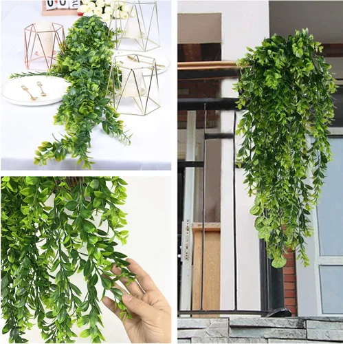 Miniatura 4 de Vid colgante artificial, hojas verdes de hiedra sintética, cadena de plástico, follaje, ratán, sauce, plantas, guirnalda de hojas de vegetación