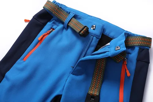 Miniatura 5 de Lelaki Pantalones de esquí de nieve impermeables para niños, pantalones de senderismo para exteriores, pantalones cálidos con forro polar