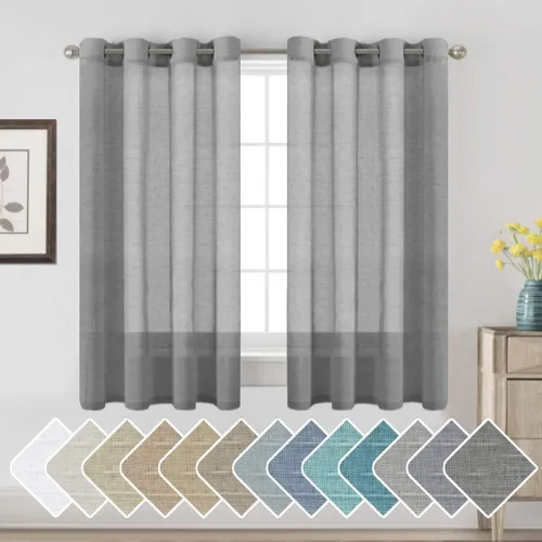 Miniatura 114 de H.VERSAILTEX Cortinas de 96 pulgadas de largo, cortinas de lino/cortinas transparentes de mezcla de lino natural/paneles/cortinas para sala