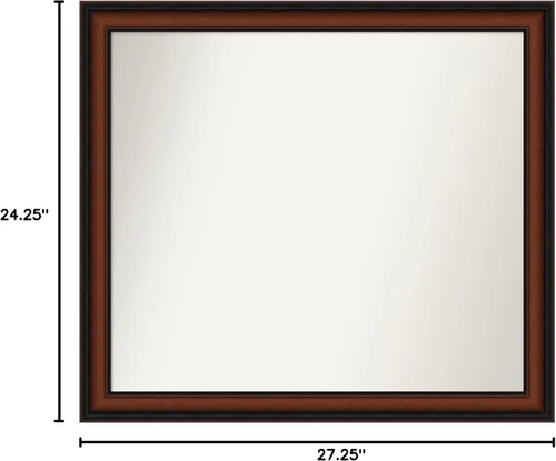 Miniatura 6 de Amanti Art Espejo de pared personalizado no biselado (24 x 27 pulgadas), marco estrecho de nogal chipre - varios tamaños personalizados - Espejo