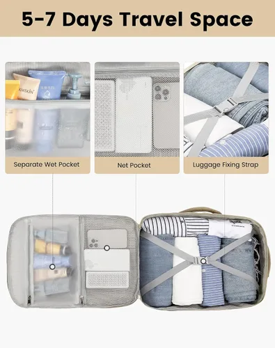 Miniatura 8 de LOVEVOOK Mochila de Viaje Grande para Mujeres Equipaje de Mano Mochila Bolsas de Artículos Personales Esenciales, Caqui-beige, Mochilas de viaje