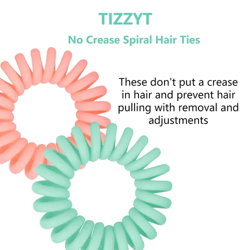 Miniatura 2 de TIZZYT Lazos para el cabello en espiral básicos, sin arrugas, 18 unidades, color macarrón