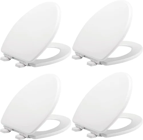 Miniatura 9 de Mayfair Linden - Asiento de inodoro de cierre lento, antideslizante, de madera resistente, fácil de instalar, redondo, color blanco