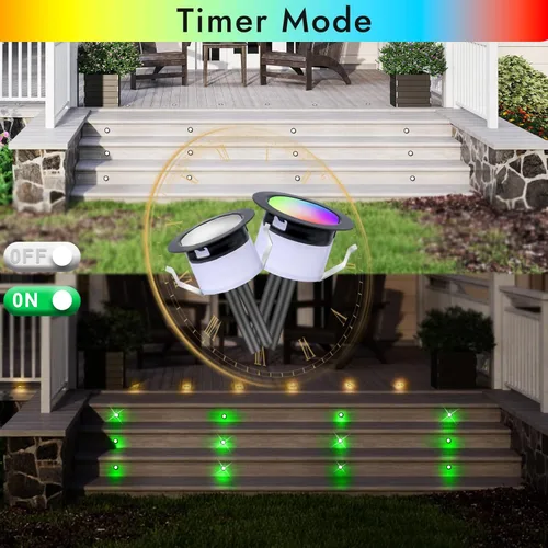Miniatura 4 de Kit de luces LED para cubierta FVTLED, 10 piezas Φ1.22 WiFi Smart Phone Control de bajo voltaje empotrable RGBW para iluminación de cubierta Rgbw