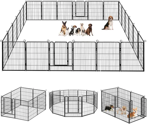 Miniatura 20 de Corralito para perros, 32 pulgadas, 10 paneles cerca para perros de exterior, corral para perros de interior antióxido, corral para mascotas