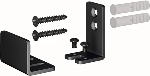 Miniatura 6 de SMARTSTANDARD Guía de piso de puerta de granero ajustable en forma de U, guía inferior flexible para montaje en la pared, material de acero Negro