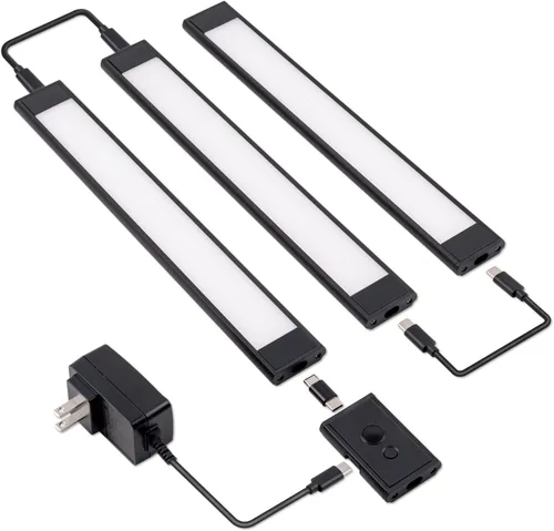 LIT-PaTH Luz para debajo del gabinete de 11.8 pulgadas con onda manual, iluminación enchufable debajo de la encimera, regulable y 3 temperaturas de