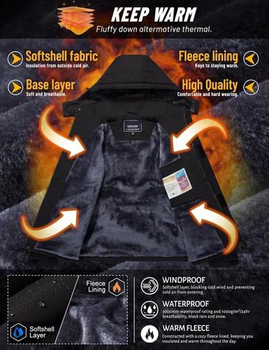 Miniatura 2 de TACVASEN Chaqueta de invierno para hombre, chaqueta de forro polar resistente al agua, chaqueta de esquí para nieve, chaqueta táctica militar