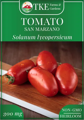 TKE Farms & Gardens - Semillas de tomate San Marzano para plantar, más de 90 semillas de reliquia sin OMG, disfruta de tomates dulces y picantes de