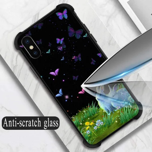 Miniatura 5 de Funda para iPhone Xs Max, diseños de girasol, estrella, cielo, cubierta trasera de cristal templado antiarañazos, esquinas reforzadas, carcasa