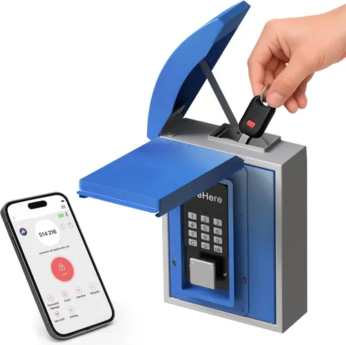 Miniatura 7 de Caja de bloqueo para llaves con ranura de caída, soporte de pared para llaves de porche, caja de seguridad inteligente para casa exterior, agentes