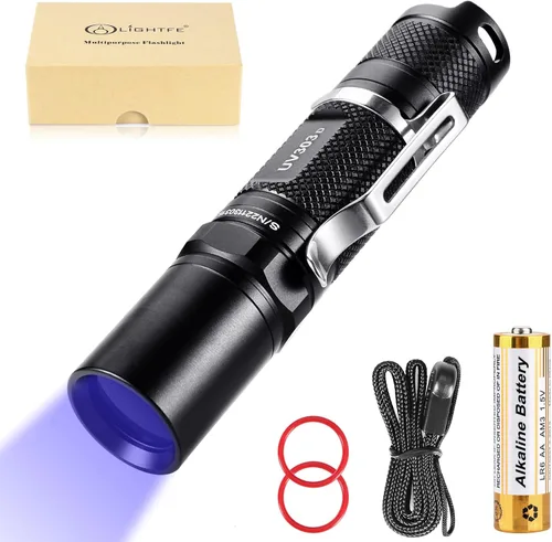 Miniatura 6 de Linterna de llavero UV de luz negra con fuente LED UV de alta potencia de 395 nm de alta potencia y haz fuerte para luz detectora de orina