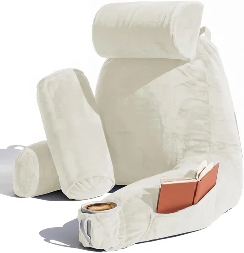 Miniatura 28 de Nestl Almohada de lectura para niños y adolescentes con espuma viscoelástica triturada, almohadas de respaldo para leer, ver y jugar, uso
